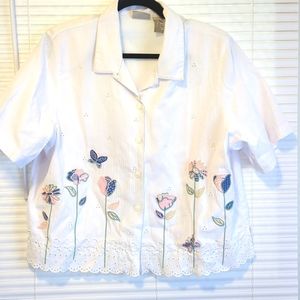 Vintage Koret City Blues white embroidered blouse